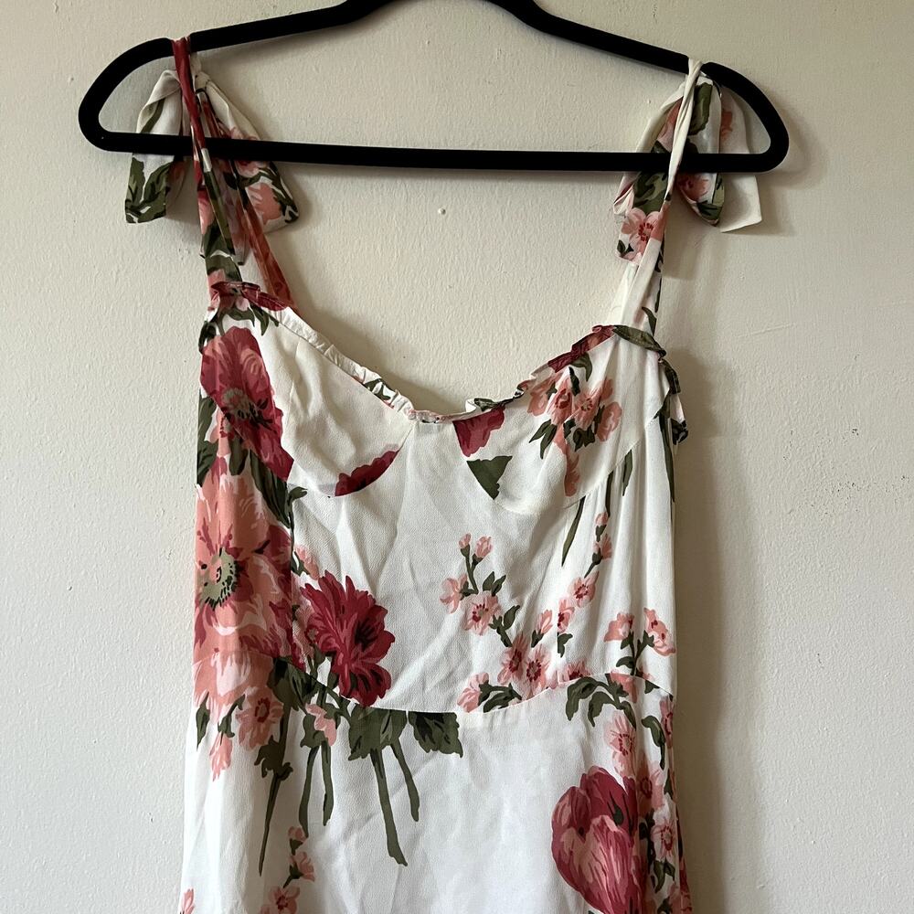 Reformation Nikita Floral Midi Dress white pink size 8 D1 - Picture 4 of 5